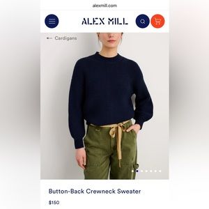 Alex Mill Navy Button-Back Crewneck Sweater (L)